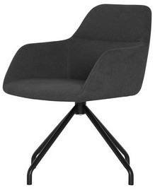 Conferentiestoel model 129, frame design 4-poots zwart draaibaar, kuip gestoffeerd antraciet