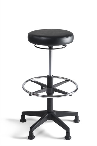 Werkstoel Tabouret 335 hoge zitting PVC, voetkruis kunststof