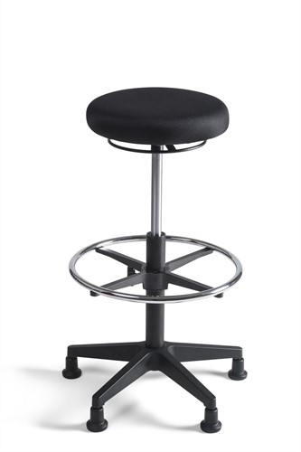 Werkstoel Tabouret 337 hoge zitting stof, voetkruis kunststof