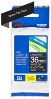Brothertape TZE-M365 36mm gelamineerd, wit op zwart