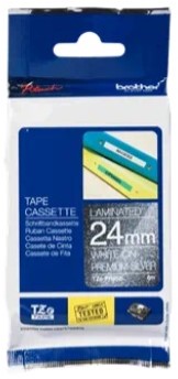 Brothertape TZE-PR851 24mm wit op premium zilver