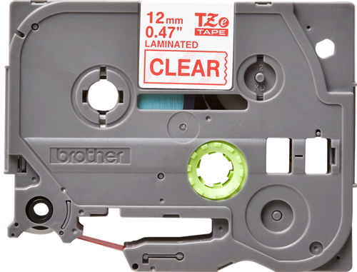 Brothertape TZE-132 12mm rood op transparant -2