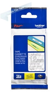 Brothertape TZE-135 12mm wit op transparant