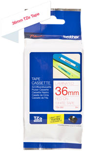 Brothertape TZE-262 36mm rood op wit 