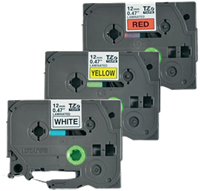 Brothertape TZE-31M3 12mm zwart op rood, wit, geel-3