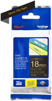 Brothertape TZE-344 18mm goud op zwart 