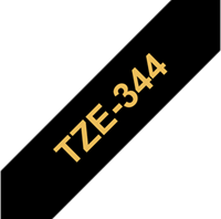 Brothertape TZE-344 18mm goud op zwart -2