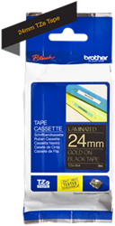 Brothertape TZE-354 24mm goud op zwart