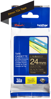 Brothertape TZE-354 24mm goud op zwart