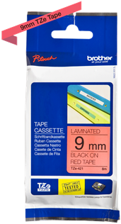 Brothertape TZE-421  9mm zwart op rood