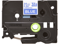 Brothertape TZE-555 24mm wit op blauw-3