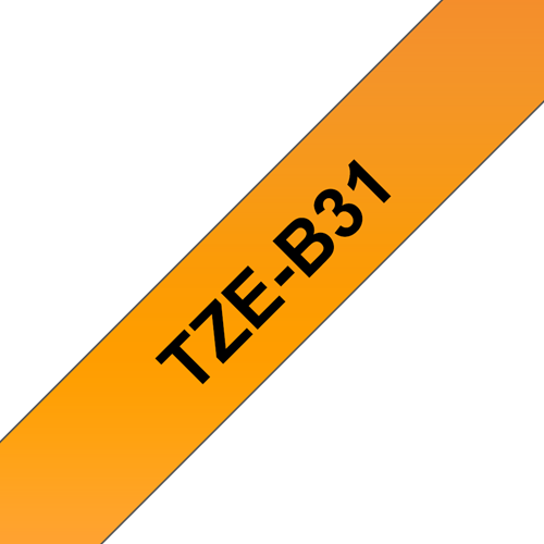 Brothertape TZE-B31 12mm zwart op oranje