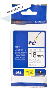 Brothertape TZE-FX241 18mm zwart op wit flexibel