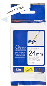Brothertape TZE-FX251 24mm zwart op wit flexibel