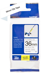 Brothertape TZE-FX261 36mm zwart op wit flexibel