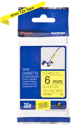 Brothertape TZE-FX611  6mm zwart op geel flexibel