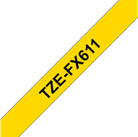Brothertape TZE-FX611  6mm zwart op geel flexibel-2