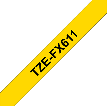 Brothertape TZE-FX611  6mm zwart op geel flexibel-2