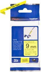 Brothertape TZE-FX621  9mm zwart op geel flexibel