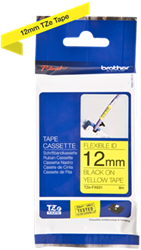 Brothertape TZE-FX631 12mm zwart op geel flexibel