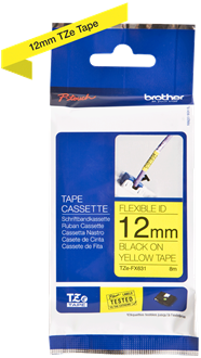 Brothertape TZE-FX631 12mm zwart op geel flexibel