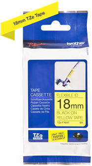 Brothertape TZE-FX641 18mm zwart op geel flexibel
