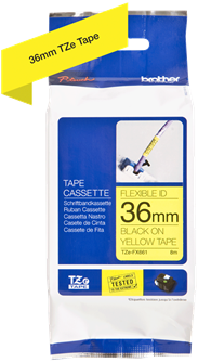 Brothertape TZE-FX661 36mm zwart op geel flexibel