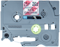 Brothertape TZE-MPRG31 12mm zwart op rode ruit-3