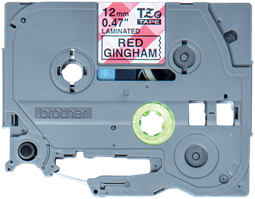 Brothertape TZE-MPRG31 12mm zwart op rode ruit-3