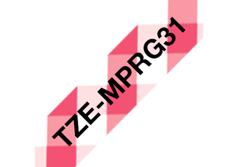 Brothertape TZE-MPRG31 12mm zwart op rode ruit-2