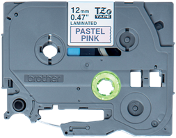 Brothertape TZE-MQE31 12mm zwart op pastel roze-3