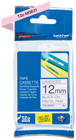 Brothertape TZE-MQE31 12mm zwart op pastel roze