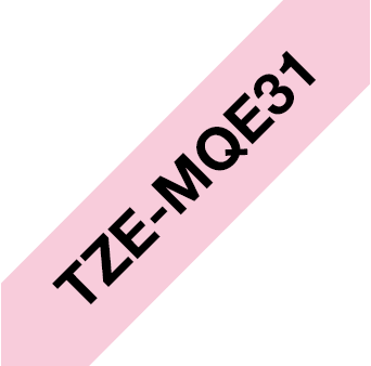 Brothertape TZE-MQE31 12mm zwart op pastel roze-2