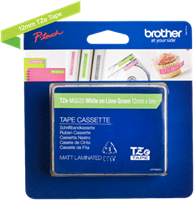 Brothertape TZE-MQG35 12mm wit op limegroen