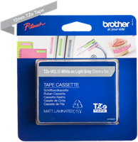 Brothertape TZE-MQL35 12mm wit op lichtgrijs