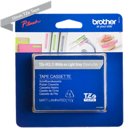 Brothertape TZE-MQL35 12mm wit op lichtgrijs