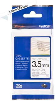 Brothertape TZE-N201  3,5mm zwart op wit niet gelamineerd