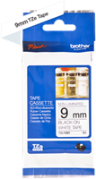Brothertape TZE-N221  9mm zwart op wit niet gelamineerd
