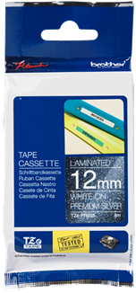 Brothertape TZE-PR935 12mm wit op premium zilver