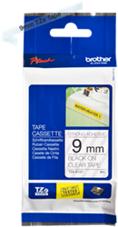Brothertape TZE-S121  9mm zwart op transparant extra klevend