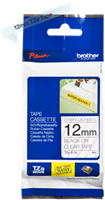 Brothertape TZE-S131 12mm zwart op transparant extra klevend