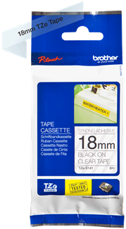 Brothertape TZE-S141 18mm zwart op transparant extra klevend