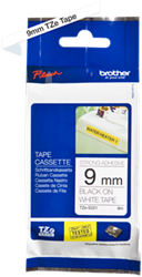 Brothertape TZE-S221  9mm zwart op wit extra klevend