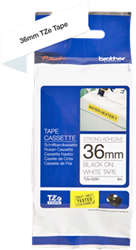 Brothertape TZE-S261 36mm zwart op wit extra klevend