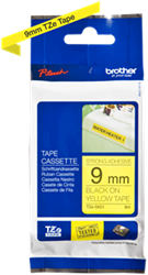 Brothertape TZE-S621  9mm zwart op geel extra klevend
