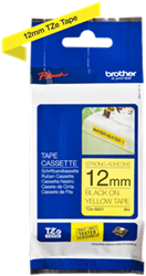 Brothertape TZE-S631 12mm zwart op geel extra klevend