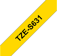 Brothertape TZE-S631 12mm zwart op geel extra klevend-2