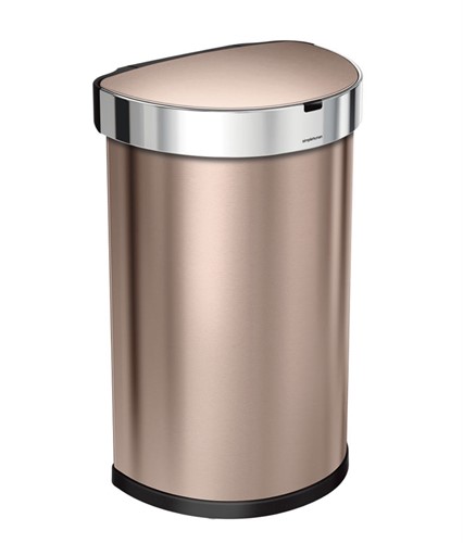 Afvalbak Simplehuman met sensor half rond roségoud