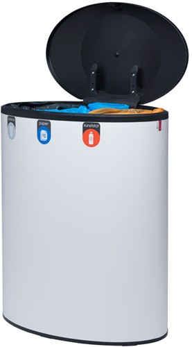 Afvalscheidingsunit Lune Binc 3-stroom gesloten deksel wit/zwart-3