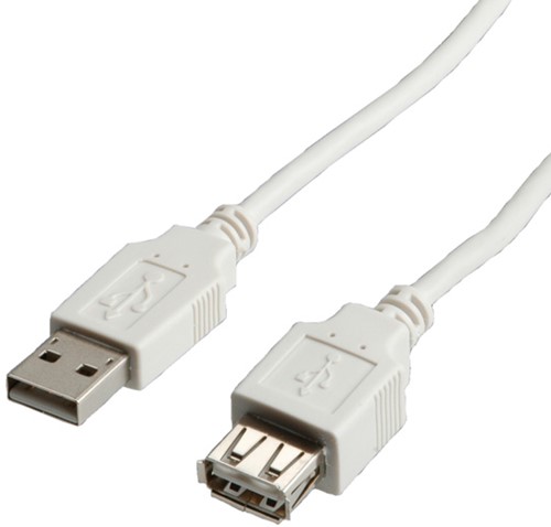 Kabel USB 2.0 A-A verleng 3 meter wit
